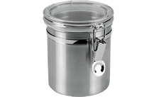 Metaltex stainless steel storage box with transparent lid