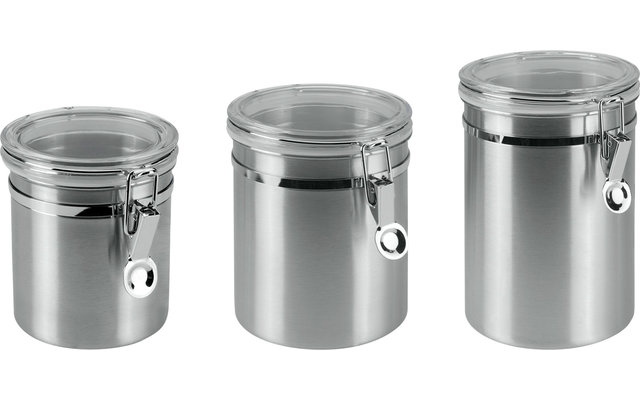 Metaltex stainless steel storage tin with transparent lid 0,7 l