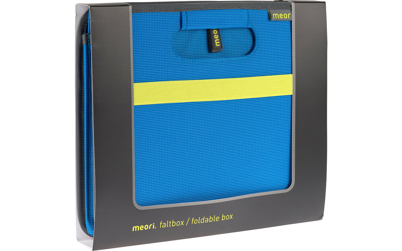 A blue and yellow device on a gray background