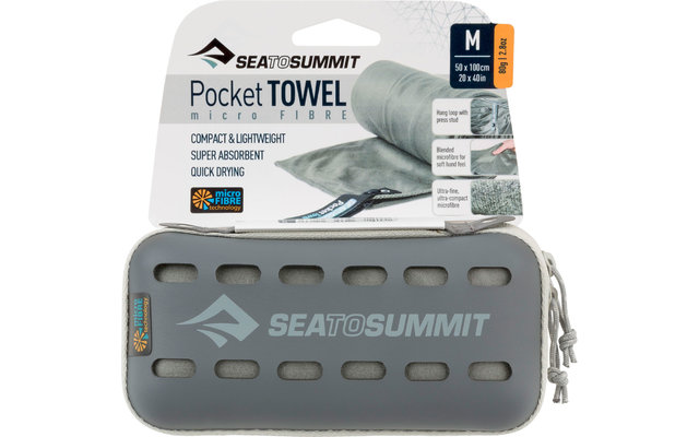Sea to Summit Pocket Towel Mikrofaser Handtuch Medium grau 50cm x 100cm