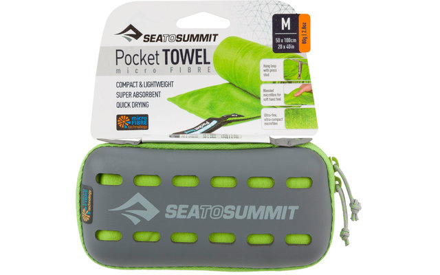 Sea to Summit Pocket Towel Mikrofaser Handtuch Medium grün 50cm x 100cm