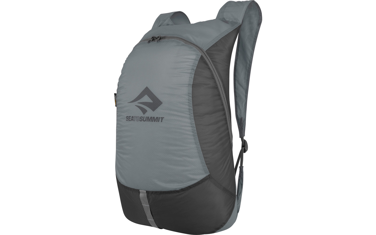 Grauer Rucksack mit schwarzem Boden und verstellbaren Trägern