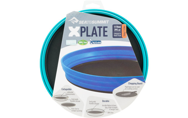 Sea to Summit X-Plate Assiette à soupe pliable 1.170 ml bleu pacifique.
