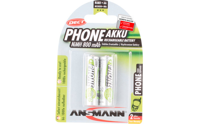Ansmann Phone Mignon AA 800 mAh NiMH Pile rechargeable (pack de 2)