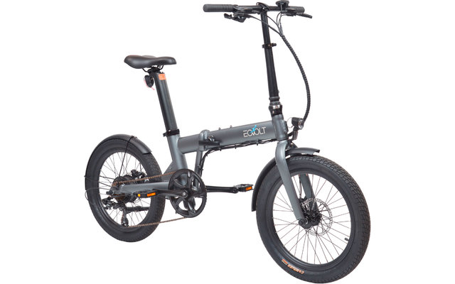 Fahrrad mit kleinen Reifen und klappbarem Rahmen in grau