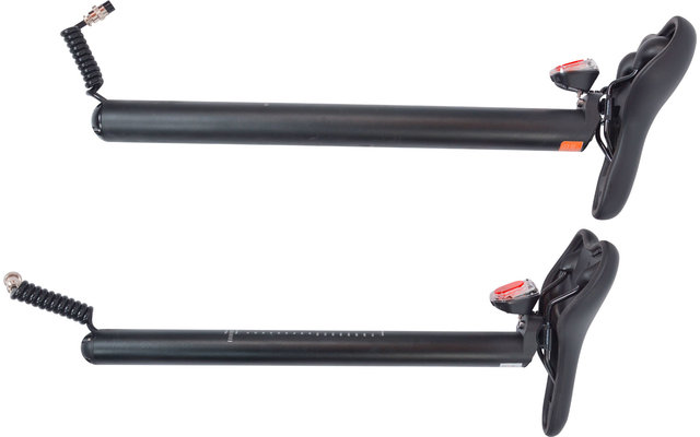 Schwarzes Einbeinstativ mit rotem Knopf und verstellbarer Halterung