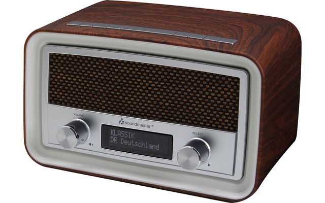 Soundmaster UR190DBR DAB+/UKW clock radio with USB charging socket Wooden look