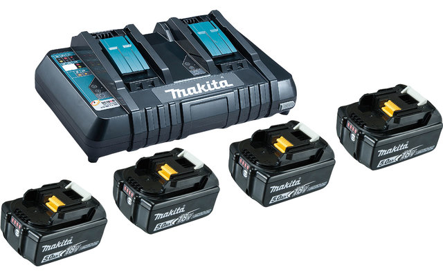 Makita LXT Power Source-Kit Li 18 V / 5 Ah 4 Akkus mit Schnellladegerät