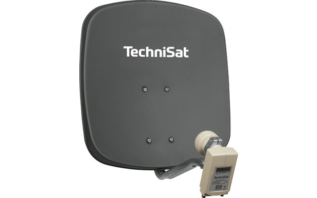 Antena satélite Technisat Set DigiDish 45 (LNB doble) con receptor SAT Digit S3 HD gris pizarra