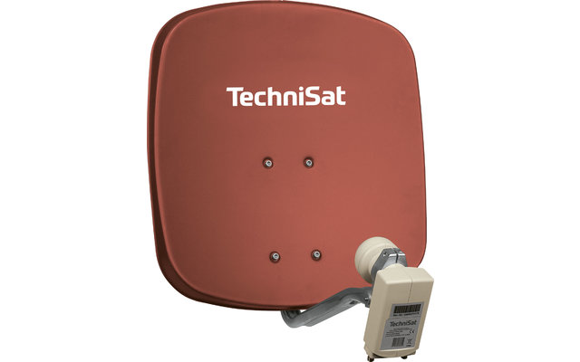 Technisat Set DigiDish 45 satellite antenna (Twin-LNB) with Digit S3 HD SAT receiver brick red