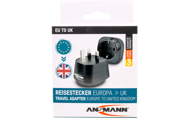 Ansmann reisstekker / adapter EU naar UK met beschermingsgeleider