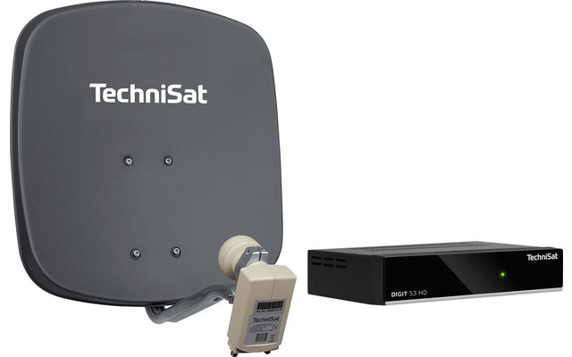 Antena satélite Technisat Set DigiDish 45 (LNB doble) con receptor SAT Digit S3 HD gris pizarra