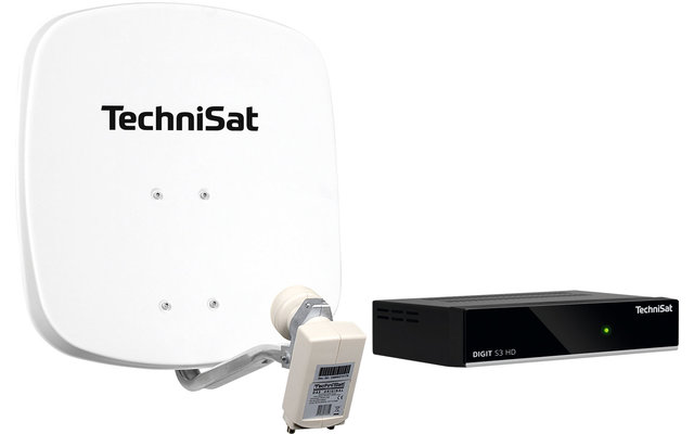 Technisat Set DigiDish 45 Antenne satellite (Twin-LNB) avec Digit S3 HD Récepteur SAT blanc polaire
