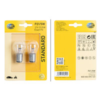 Hella P21/5W Standaardlampje / positie / stop / mist achteraan / achteruitrijlicht 12 V / 21 W 2-delige set wit