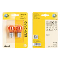 Hella PY21W Standaard gloeilamp indicator / positie / stop / mist achteraan / achteruitrijlicht 12 V / 21 W Set van 2 oranje