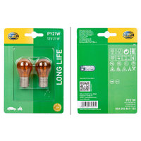 Hella PY21W Long Life lamp indicator / positie / stop / mist achteraan / achteruitrijlicht 12 V / 21 W set van 2 oranje