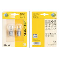 Hella P21W Standaard gloeilamp indicator / positie / stop / mist achteraan / achteruitrijlicht 12 V / 21 W 2-delige set wit