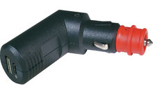 Adaptateur chargeur USB noir pour allume-cigare de voiture avec connecteur rouge