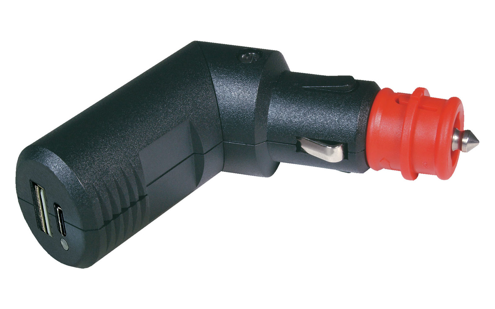 Adaptateur chargeur USB noir pour allume-cigare de voiture avec connecteur rouge