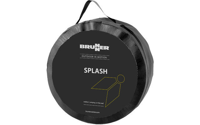 Rundes schwarzes Paket mit Aufschrift und Tragegriff