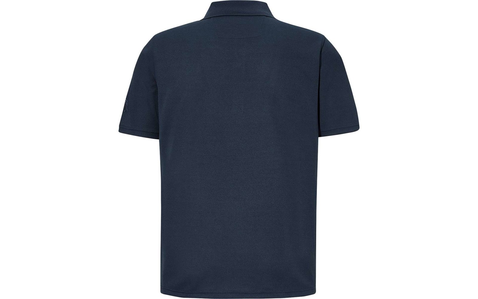 Dunkelblaues Poloshirt von hinten