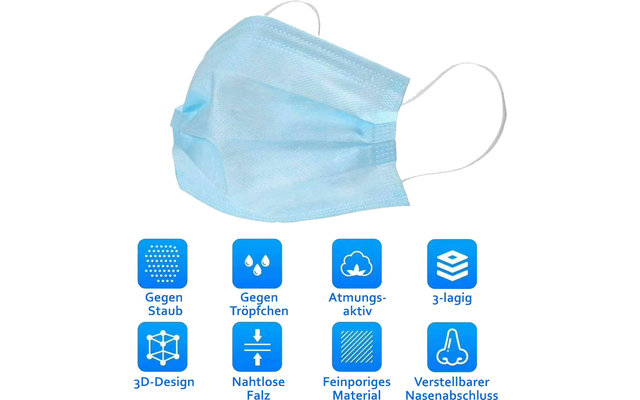 Disposable Oral and Nasal Masks 3-ply 50 pieces