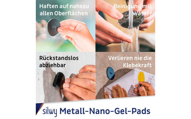 silwy® Clever Magnethaken inkl. Metall-Nano-Gel-Pad 2 tlg. (5 cm) Schwarz