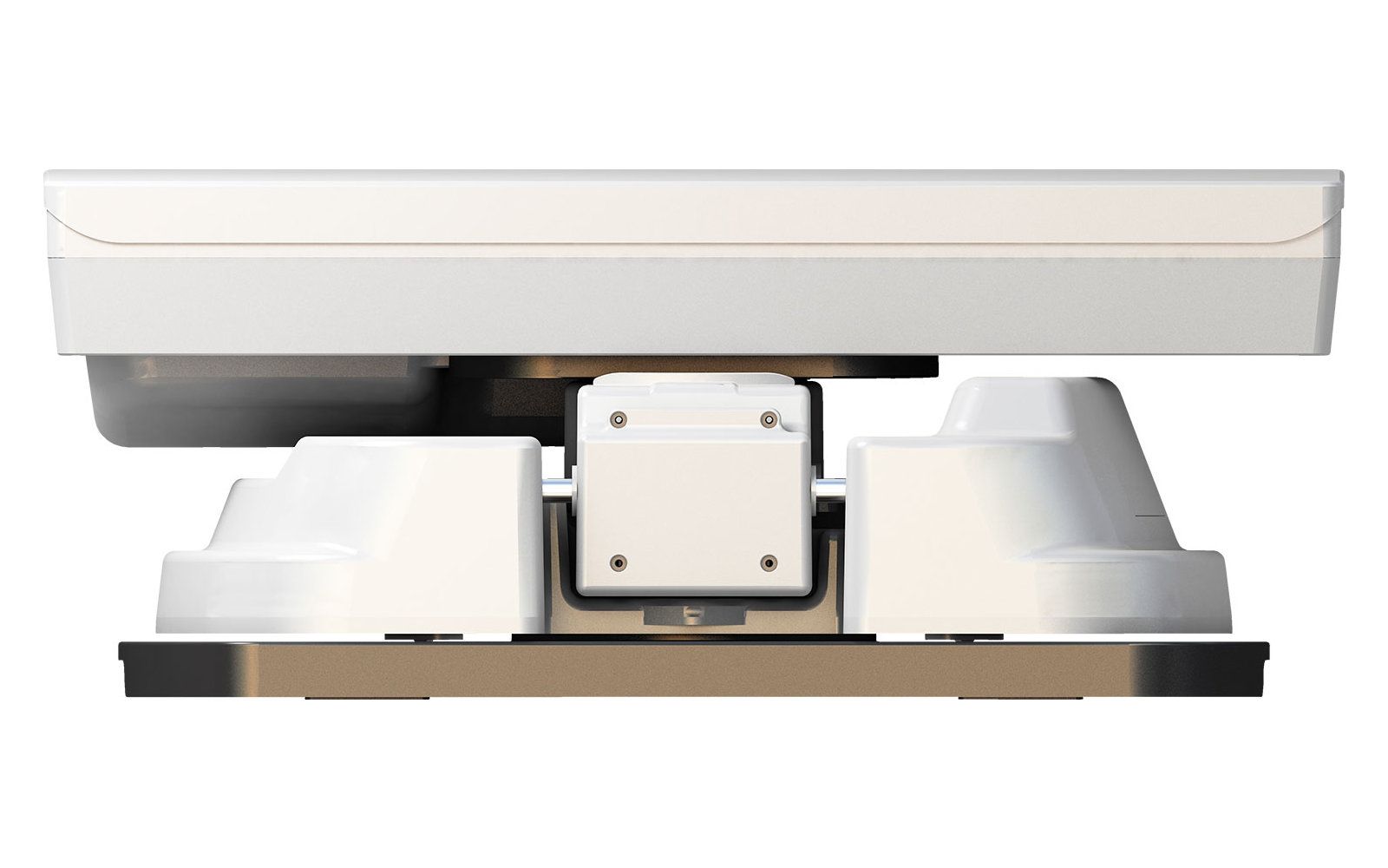 witte mechanische component met hoekige structuur op witte achtergrond