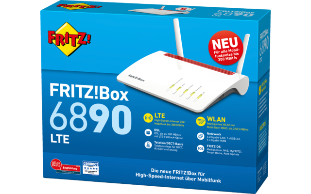 AVM FRITZ!Box 6890 LTE WLAN Router met modem 2.4 GHz / 5 GHz 800 MBit/s