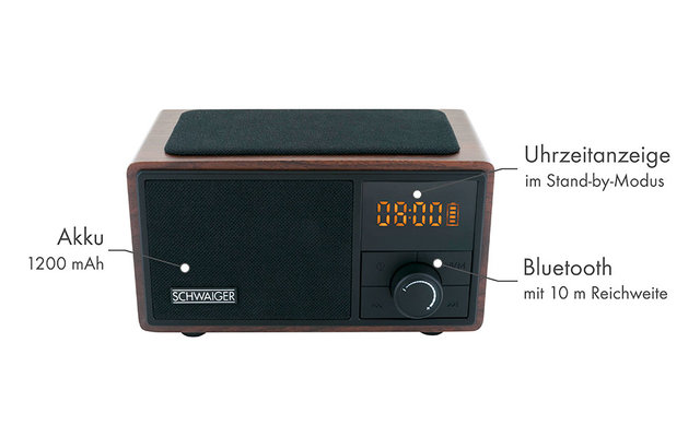 Schwaiger Radio-réveil FM avec Bluetooth et station de chargement QI