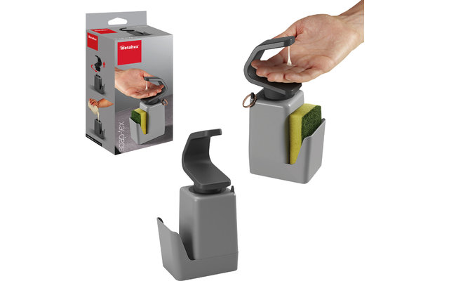 Metaltex Soap Tex Distributeur de savon avec éponge et support d'anneau gris 400 ml