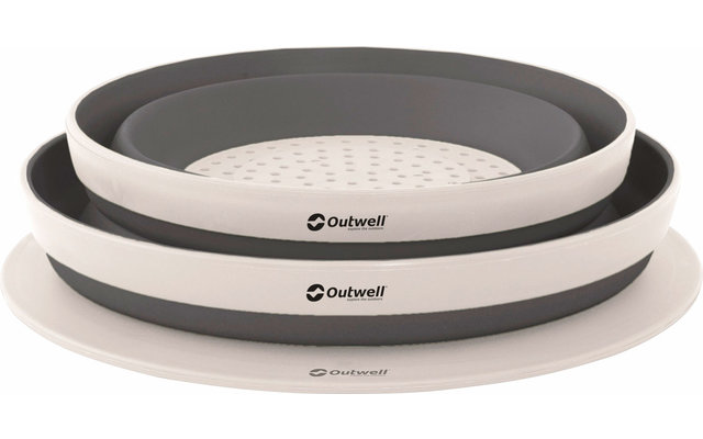 Outwell Collaps foldable Bowl and Strainer Set 3 pcs, Foldable Strainer