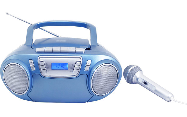 Soundmaster SCD5800BL Radio FM/AM avec microphone et enregistreur de cassettes bleu
