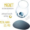 Silwy Magnet glazen onderzetter set met lederen coating 2-st. zwart
