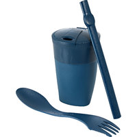 LightMyFire ReKit Trinkbecher mit Trinkhalm und Besteck aus Bioplastik Hazyblue