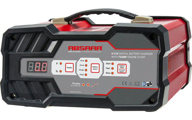 Absaar Chargeur de batterie avec fonction d'aide au démarrage 6-12 V / 12 A