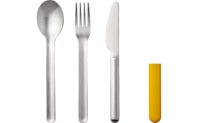 Mepal Bloom Stainless Steel Cutlery Set incl. Plastic Cover 3 pcs. Pebble Yellow