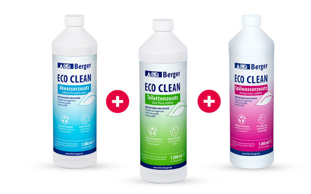 Berger Eco Clean Hygiene Trio Set für Toiletten- / Abwassersystem 3 x 1 Liter