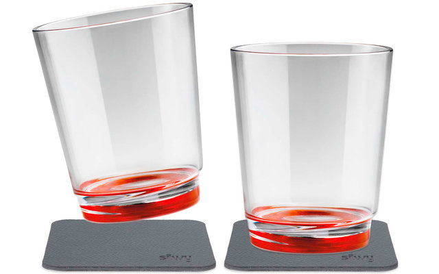 silwy® Tritan-Magnetgläser mit Untersetzer 2er Set  (250 ml) Rot
