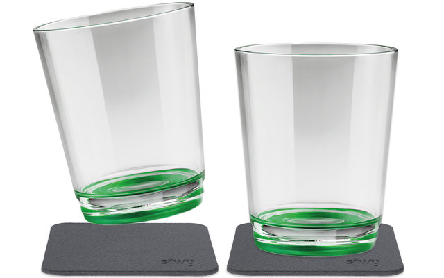 silwy® Tritan-Magnetgläser mit Untersetzer 2er Set  (250 ml) Grün