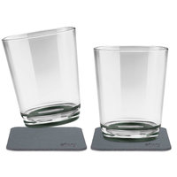 silwy® Tritan-Magnetgläser mit Untersetzer 2er Set  (250 ml) Grau