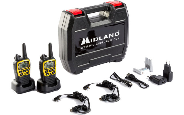 Midland  XT70 Adventure PMR446 Sprechfunkgeräte Kofferset inkl. Headsets, Akkus und Ladegeräte