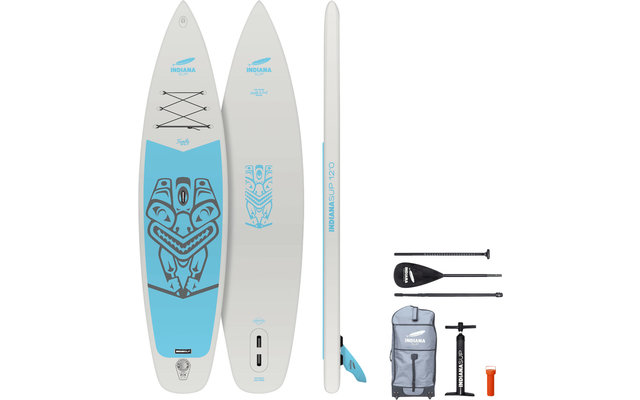 Indiana Family Pack 12'0 Inflatable Stand Up Paddling Board incl. Paddle and Air Pump Grey