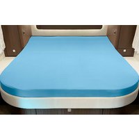 Sábana bajera para cama de matrimonio con redondeo o esquina de acero azul