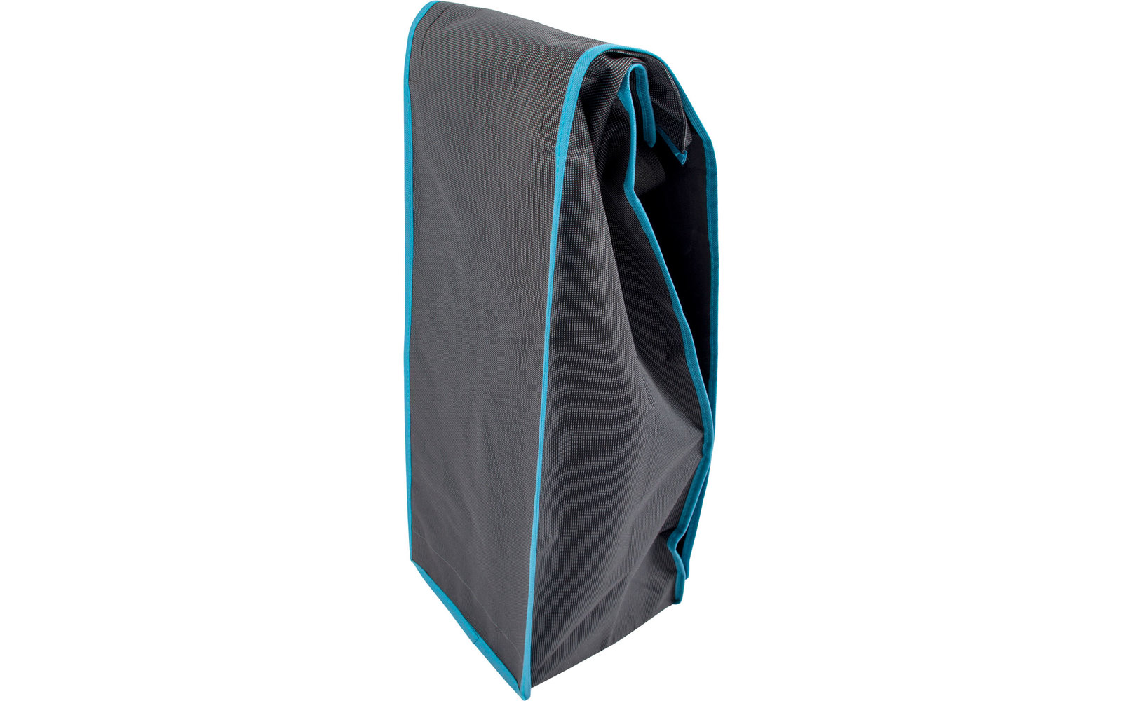 Schwarze Tasche mit blauen Kanten auf weißem Hintergrund