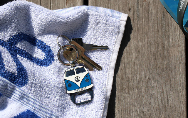 VW Collection T1 Bulli Keychain with Bottle Opener Blue