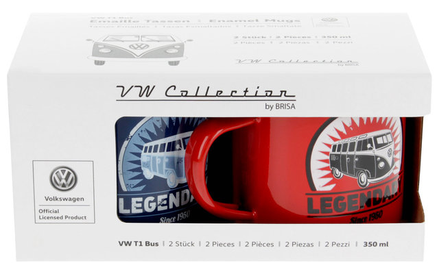 VW Collection T1 Bulli Emaille Tassen Set 2 Stück 350 ml