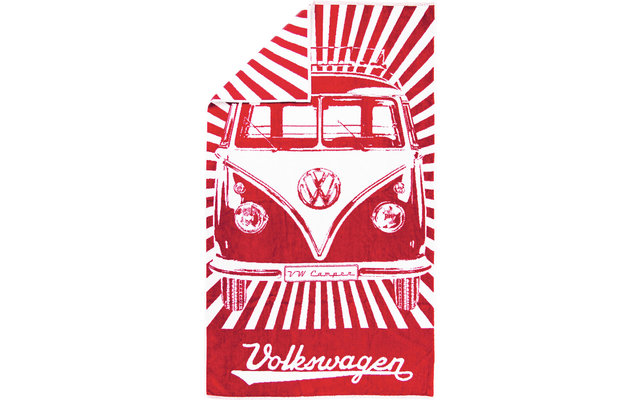 VW Collection T1 Bulli Beach Towel 160 x 90 cm Red / White
