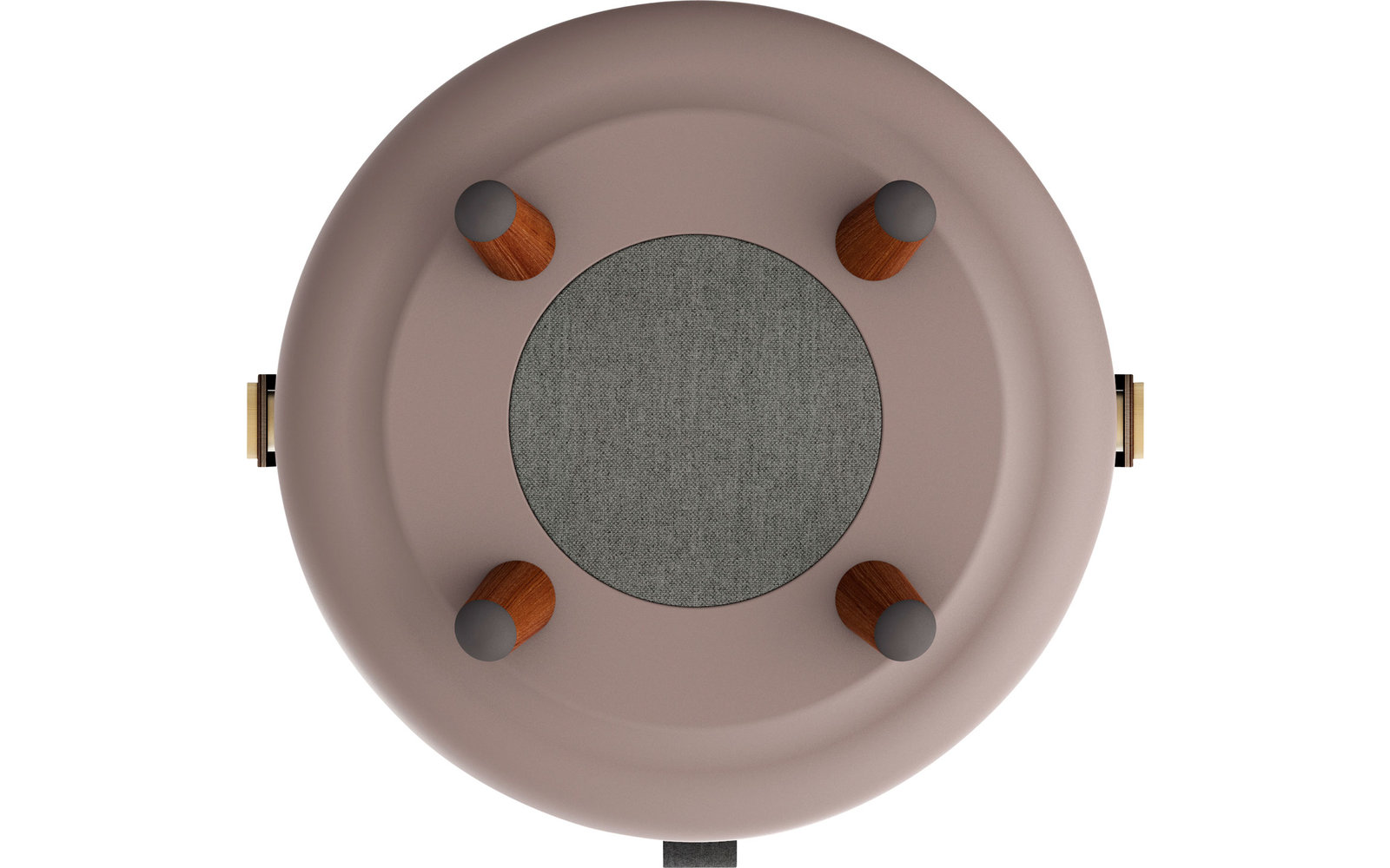 Chaise ronde marron avec coussin gris, vue de dessus