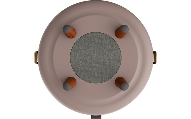 Chaise ronde marron avec coussin gris, vue de dessus